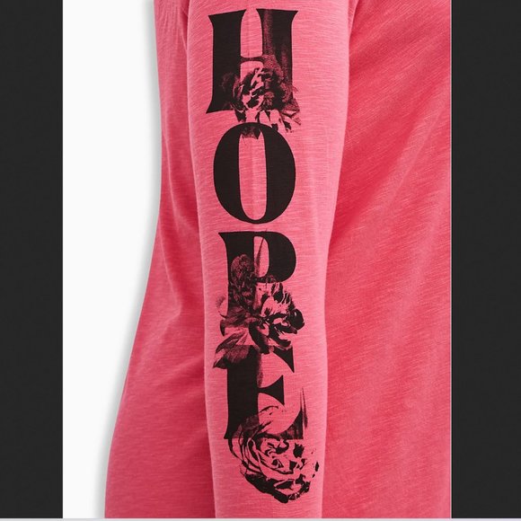 torrid Tops - TORRID Plus Size 1X Super Soft Pink HOPE Long Sleeve Hooded Top